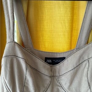 Zara Taupe Linen Jumpsuit